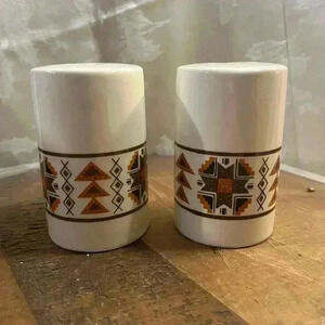 Vintage Ceramic Aztec  Style Salt and Pepper Shakers